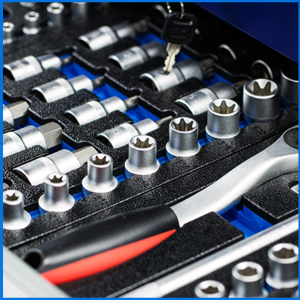 工具箱緩衝材：用於工具箱的抽屜或隔間，以確保工具在運輸中保持安全。